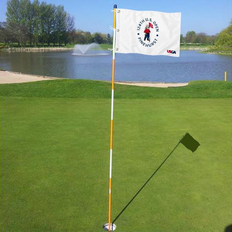 2BUT 2024 US Open Pinehurst Golf Pin Flag Practic Putting Green Golf Flag For Backyard Garden Double-Sewn 600D Nylon Miniature Pin Flag (white 20"x13" Grommet) - Image 4